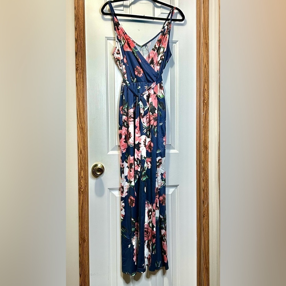 Ouges Floral Maxi Sundress Blue and Pink XL NWT